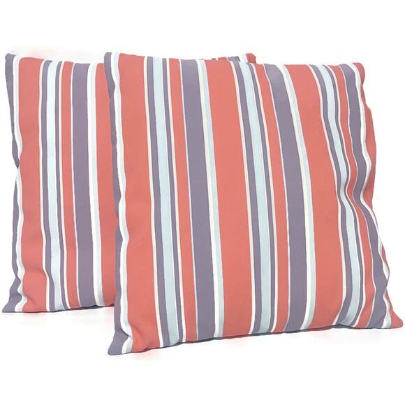Accent Throw Pillows Orange Purple Blue 14" x 14" Set of 2 Indoor Outdoor - Picture 2 of 5